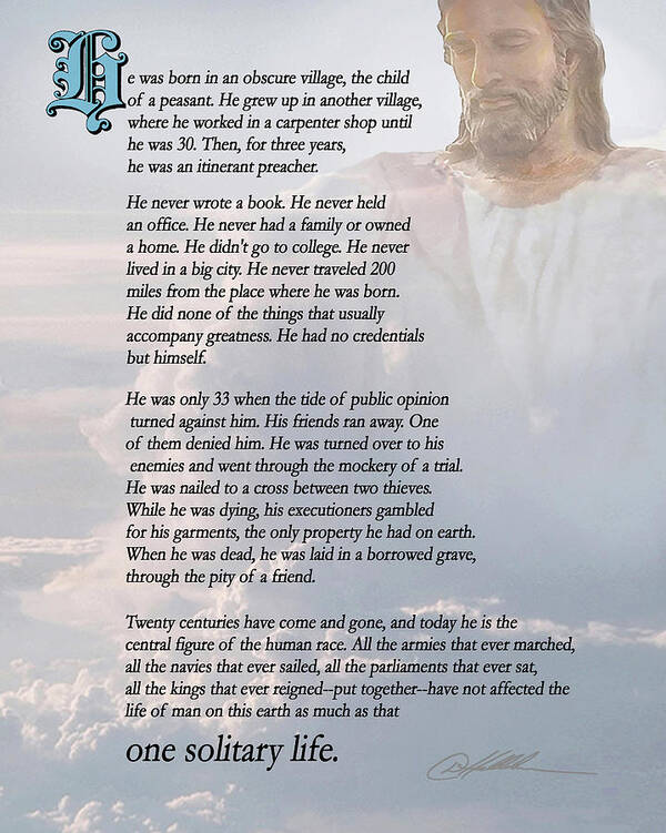 One Solitary Life: A Poem Celebrating the Life and Impact of Jesus Christ