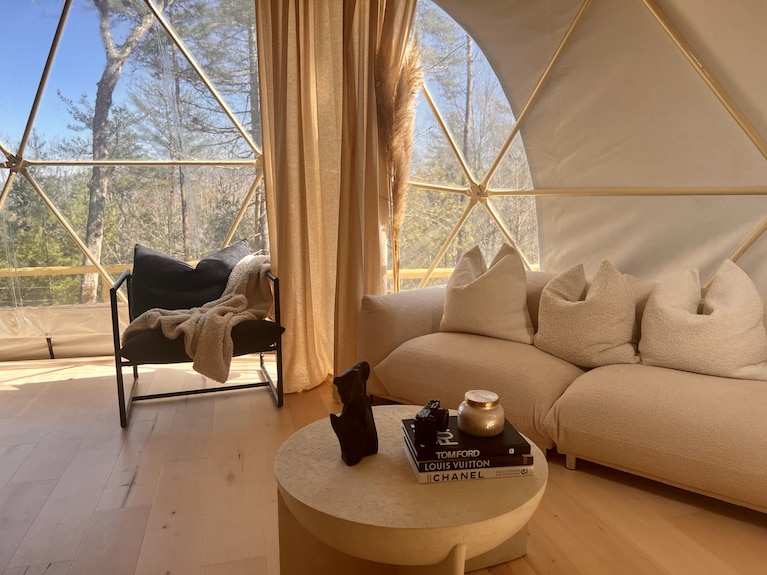 Unwind in Style: Hot Tub, Outdoor Movie & Luxe Glamping Dome Experience