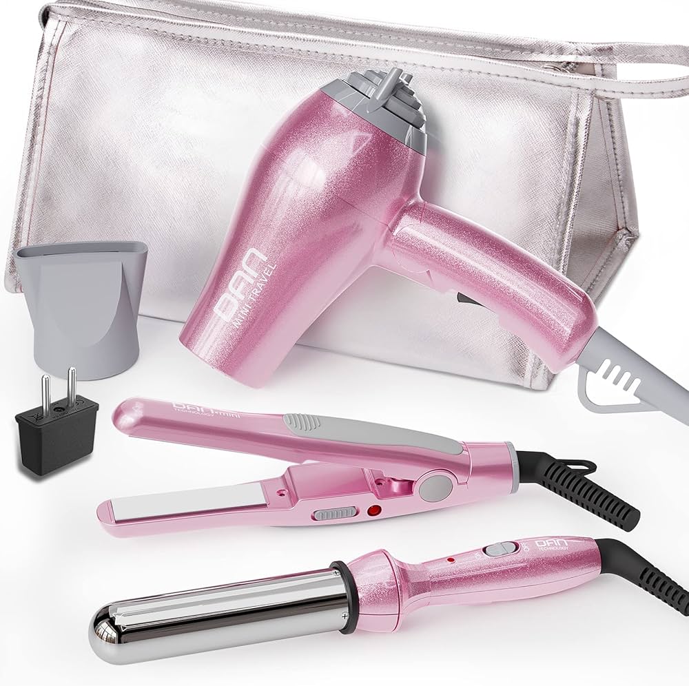 ProTraveller Hair Dryer and Straightener Travel Set: Universal Voltage for Global Use
